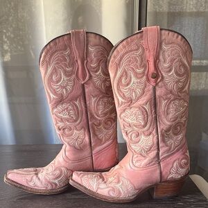 Elegant Pink Embroidered Ankle Boots